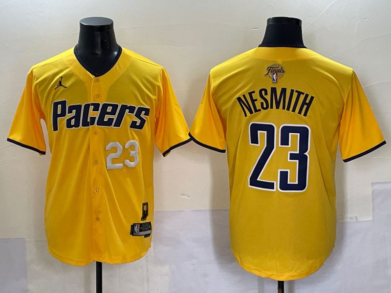 Men 2025 Indiana Pacers #23 Nesmith Yellow Joint Name NBA Jersey style 13